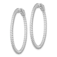 Sterling Shimmer Sterling Silver Rhodium-plated 96 Stone 1.7mm CZ In and Out Round Hinged Hoop Earrings