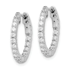 Sterling Shimmer Sterling Silver Rhodium-plated 32 Stone 2.0mm CZ In and Out Round Hinged Hoop Earrings