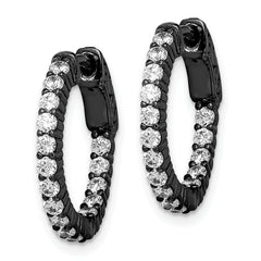 Sterling Shimmer Black Rhodium-plated 32 Stone 2.0mm CZ In and Out Round Hinged Hoop Earrings