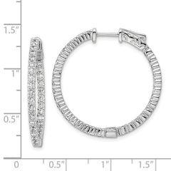 Sterling Shimmer Sterling Silver Rhodium-plated 66 Stone 2.0mm CZ In and Out Round Hinged Hoop Earrings