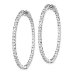 Sterling Shimmer Sterling Silver Rhodium-plated 100 Stone 2mm CZ In and Out Round Hinged Hoop Earrings