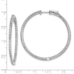 Sterling Shimmer Sterling Silver Rhodium-plated 100 Stone 2mm CZ In and Out Round Hinged Hoop Earrings