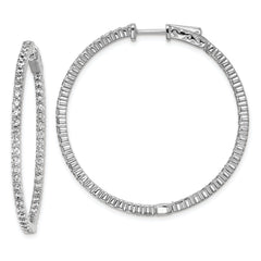 Sterling Shimmer Sterling Silver Rhodium-plated 100 Stone 2mm CZ In and Out Round Hinged Hoop Earrings