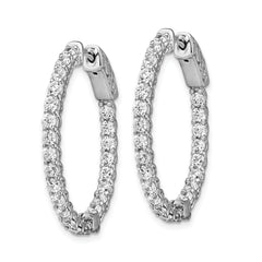 Sterling Shimmer Sterling Silver Rhodium-plated 46 Stone 2.25mm CZ In and Out Oval Hinged Hoop Earrings