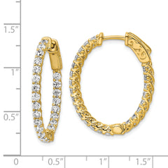 Sterling Shimmer Sterling Silver Gold-tone Flash Gold-plated 46 Stone 2.25mm CZ In and Out Oval Hinged Hoop Earrings