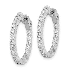 Sterling Shimmer Sterling Silver Rhodium-plated 40 Stone 2.3mm CZ In and Out Round Hinged Hoop Earrings