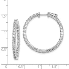 Sterling Shimmer Sterling Silver Rhodium-plated 60 Stone 2.25mm CZ In and Out Round Hinged Hoop Earrings