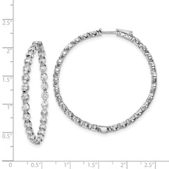 Sterling Shimmer Sterling Silver Rhodium-plated 54 Stone 3.5mm CZ In and Out Round Hinged Hoop Earrings