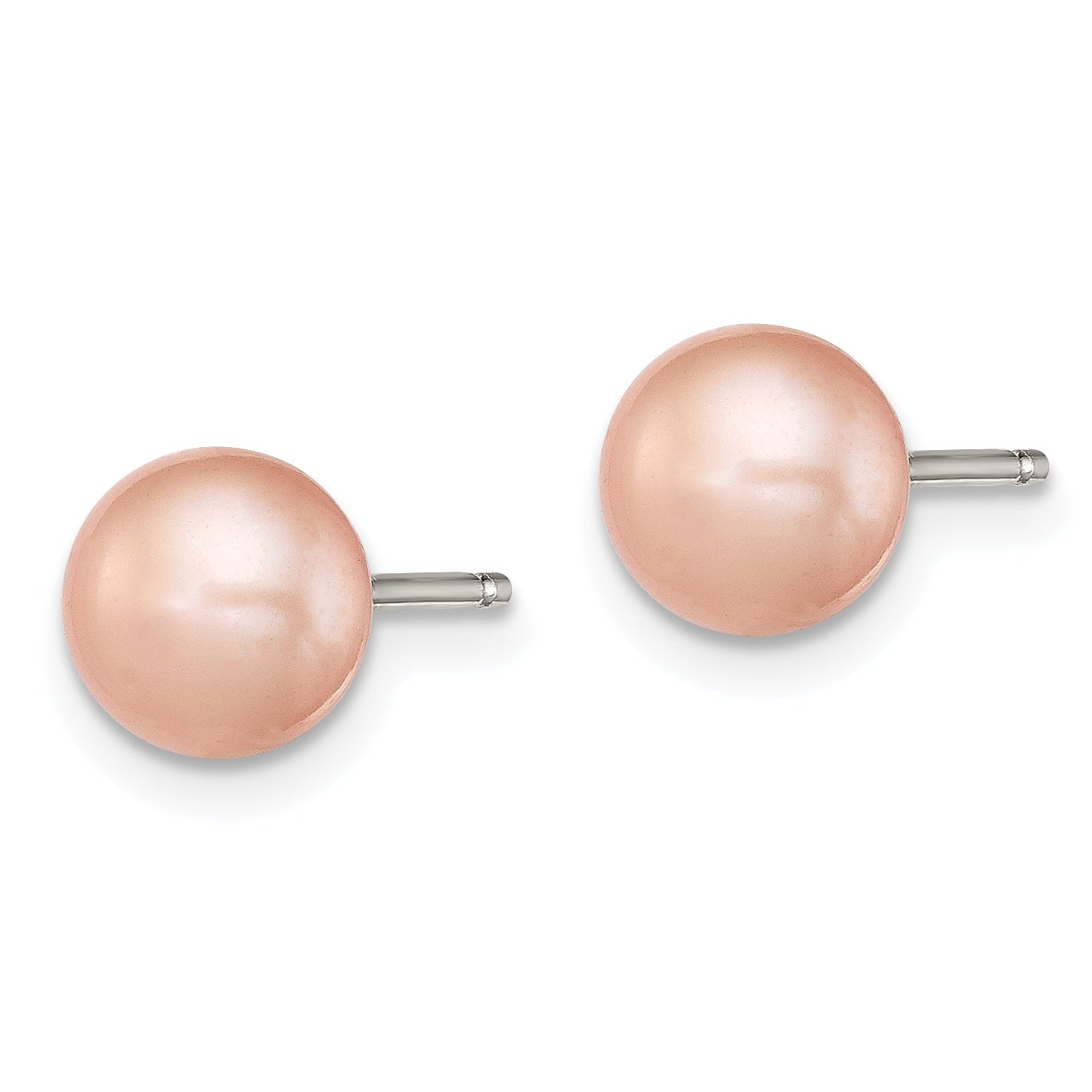 Sterling Silver Polished Pink 6-7mm Freshwater Cultured Pearl Button Post Earrings