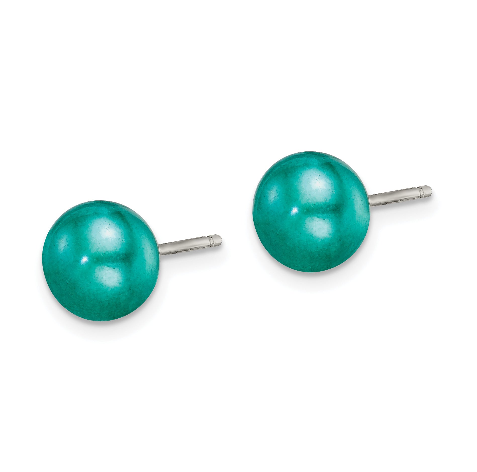 Sterling Silver Polished Teal 6-7mm Freshwater Cultured Pearl Button Post Earrings