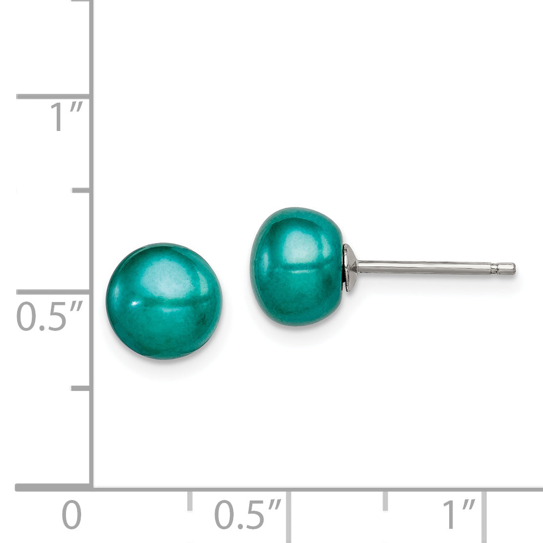 Sterling Silver Polished Teal 6-7mm Freshwater Cultured Pearl Button Post Earrings