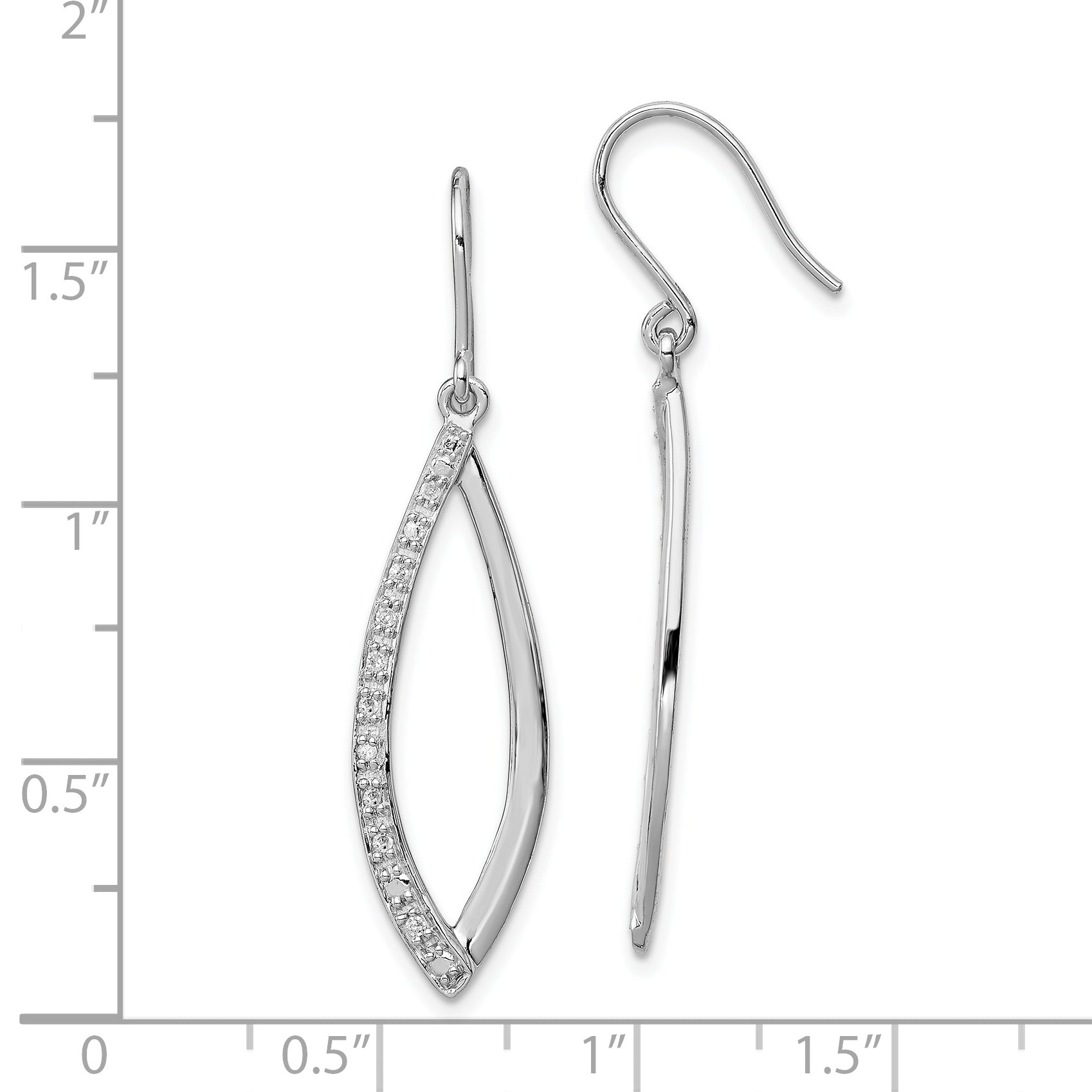 Sterling Silver Rhodium Diam. Dangle Earrings