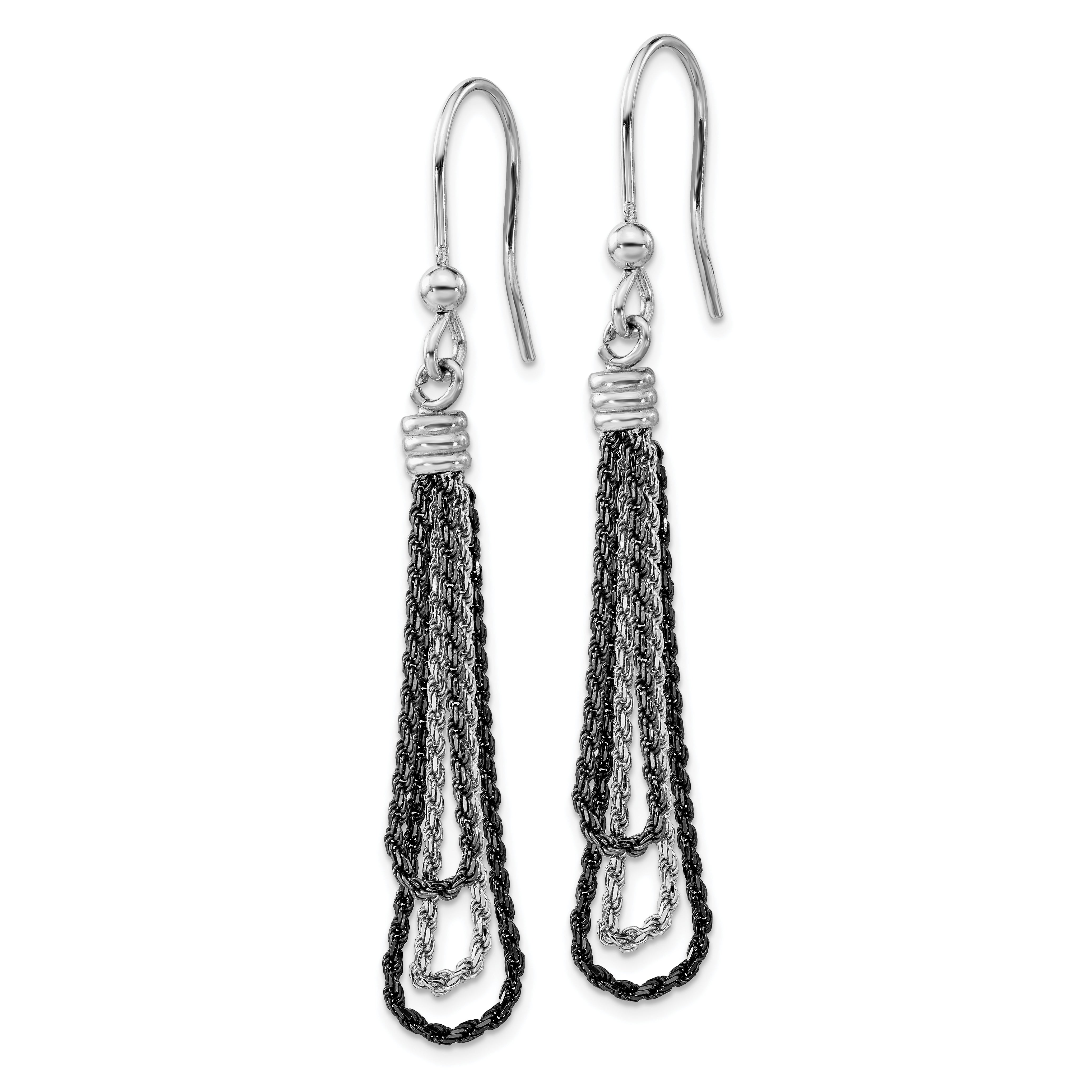 Sterling Silver & Black Rhodium-Plated Chain Dangle Earrings