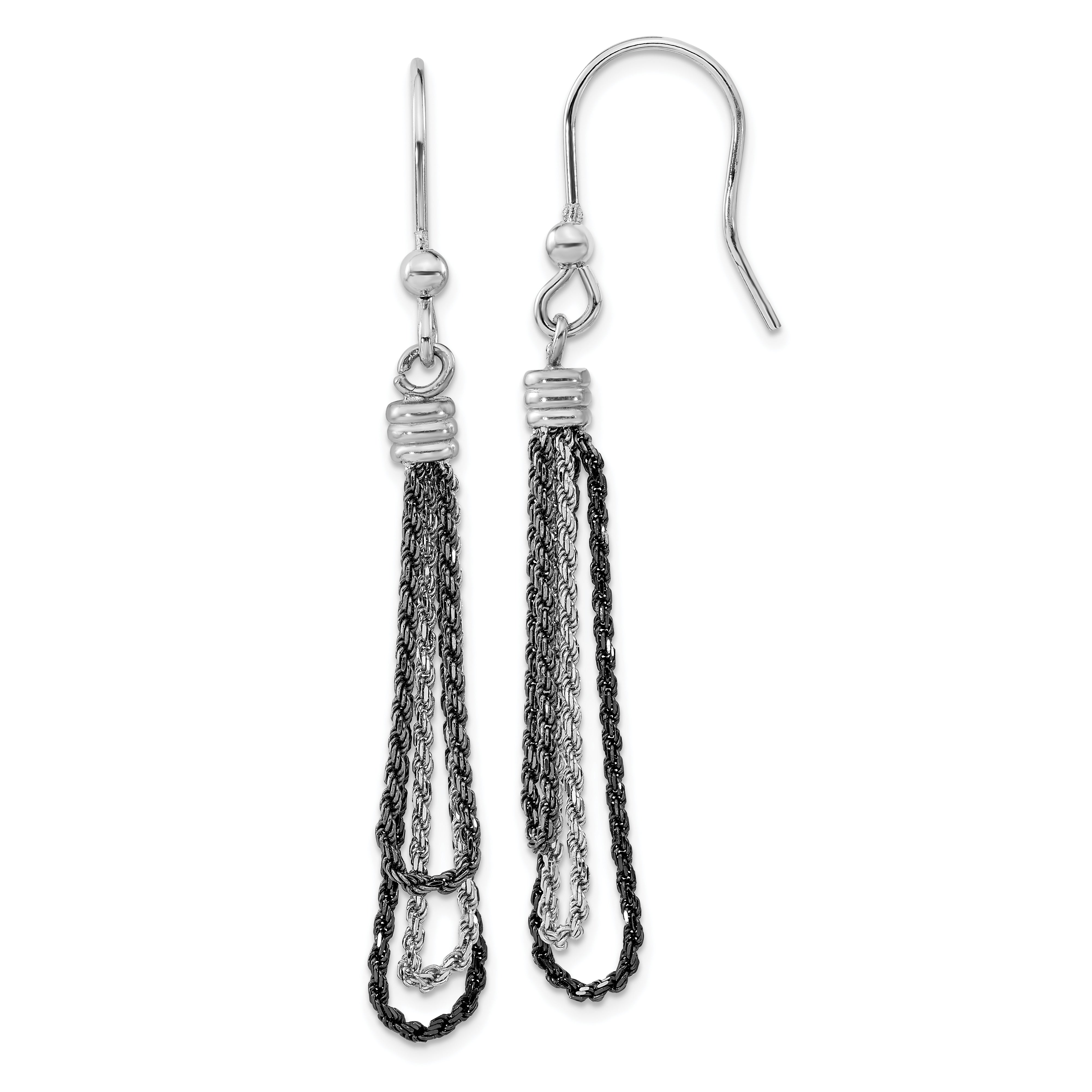 Sterling Silver & Black Rhodium-Plated Chain Dangle Earrings