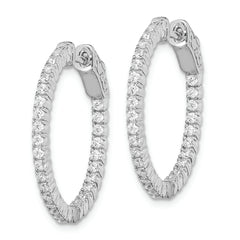 Sterling Shimmer Sterling Silver Rhodium-plated 60 Stone 1.5mm CZ In and Out Round Hinged Hoop Earrings