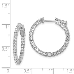 Sterling Shimmer Sterling Silver Rhodium-plated 60 Stone 1.5mm CZ In and Out Round Hinged Hoop Earrings