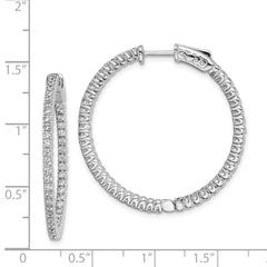 Sterling Shimmer Sterling Silver Rhodium-plated 94 Stone 1.5mm CZ In and Out Round Hinged Hoop Earrings