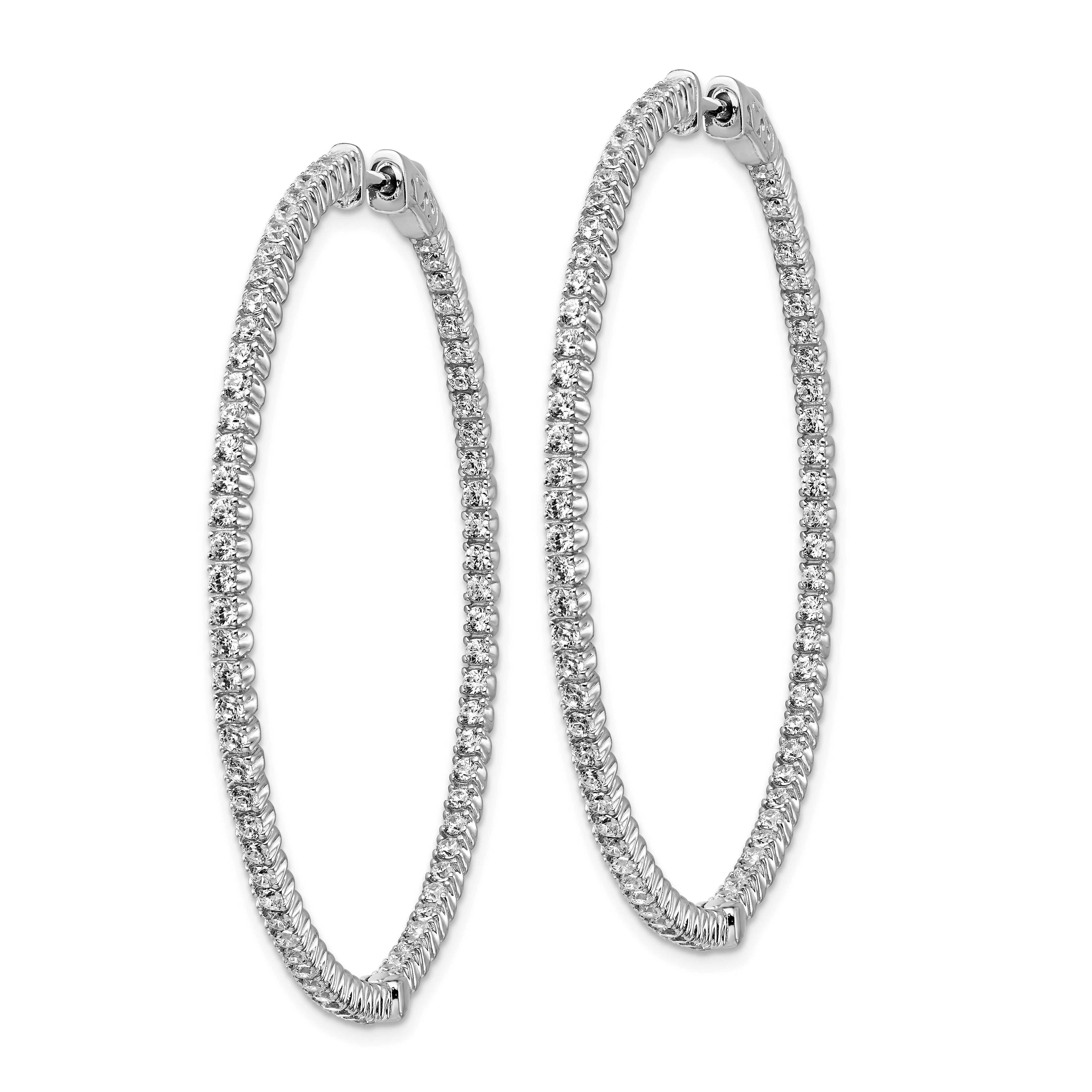 Sterling Shimmer Sterling Silver Rhodium-plated 140 Stone 1.5mm CZ In and Out Round Hinged Hoop Earrings