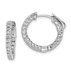 Sterling Shimmer Sterling Silver Rhodium-plated 34 Stone 1.7mm CZ In and Out Round Hinged Hoop Earrings