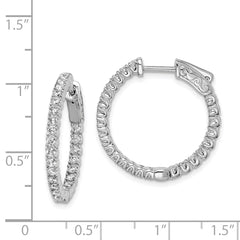 Sterling Shimmer Sterling Silver Rhodium-plated 50 Stone 1.7mm CZ In and Out Round Hinged Hoop Earrings