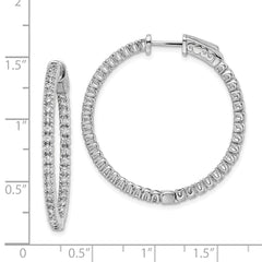 Sterling Shimmer Sterling Silver Rhodium-plated 80 Stone 1.75mm CZ In and Out Round Hinged Hoop Earrings