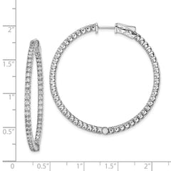 Sterling Shimmer Sterling Silver Rhodium-plated 106 Stone 1.75mm CZ In and Out Round Hinged Hoop Earrings