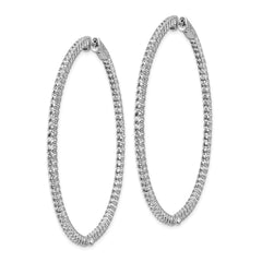 Sterling Shimmer Sterling Silver Rhodium-plated 144 Stone 1.7mm CZ In and Out Round Hinged Hoop Earrings