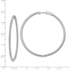 Sterling Shimmer Sterling Silver Rhodium-plated 144 Stone 1.7mm CZ In and Out Round Hinged Hoop Earrings