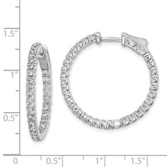 Sterling Shimmer Sterling Silver Rhodium-plated 60 Stone 2mm CZ In and Out Round Hinged Hoop Earrings