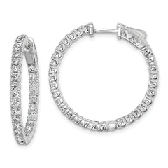 Sterling Shimmer Sterling Silver Rhodium-plated 60 Stone 2mm CZ In and Out Round Hinged Hoop Earrings