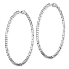 Sterling Shimmer Sterling Silver Rhodium-plated 166 Stone 2mm CZ In and Out Round Hinged Hoop Earrings