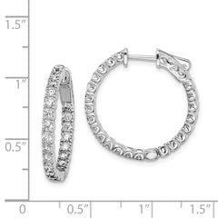 Sterling Shimmer Sterling Silver Rhodium-plated 44 Stone 2.1mm CZ In and Out Round Hinged Hoop Earrings