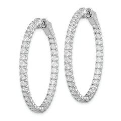 Sterling Shimmer Sterling Silver Rhodium-plated 72 Stone 2.1mm CZ In and Out Round Hinged Hoop Earrings