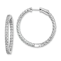 Sterling Shimmer Sterling Silver Rhodium-plated 60 Stone 2.25mm CZ In and Out Round Hinged Hoop Earrings