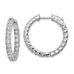 Sterling Shimmer Sterling Silver Rhodium-plated 42 Stone 2.5mm CZ In and Out Round Hinged Hoop Earrings