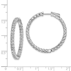 Sterling Shimmer Sterling Silver Rhodium-plated 62 Stone 2.5mm CZ In and Out Round Hinged Hoop Earrings