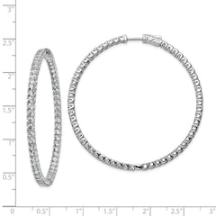 Sterling Shimmer Sterling Silver Rhodium-plated 114 Stone 2.5mm CZ In and Out Round Hinged Hoop Earrings