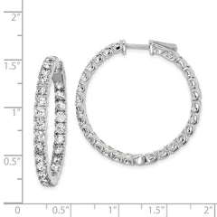 Sterling Shimmer Sterling Silver Rhodium-plated 52 Stone 3.0mm CZ In and Out Round Hinged Hoop Earrings