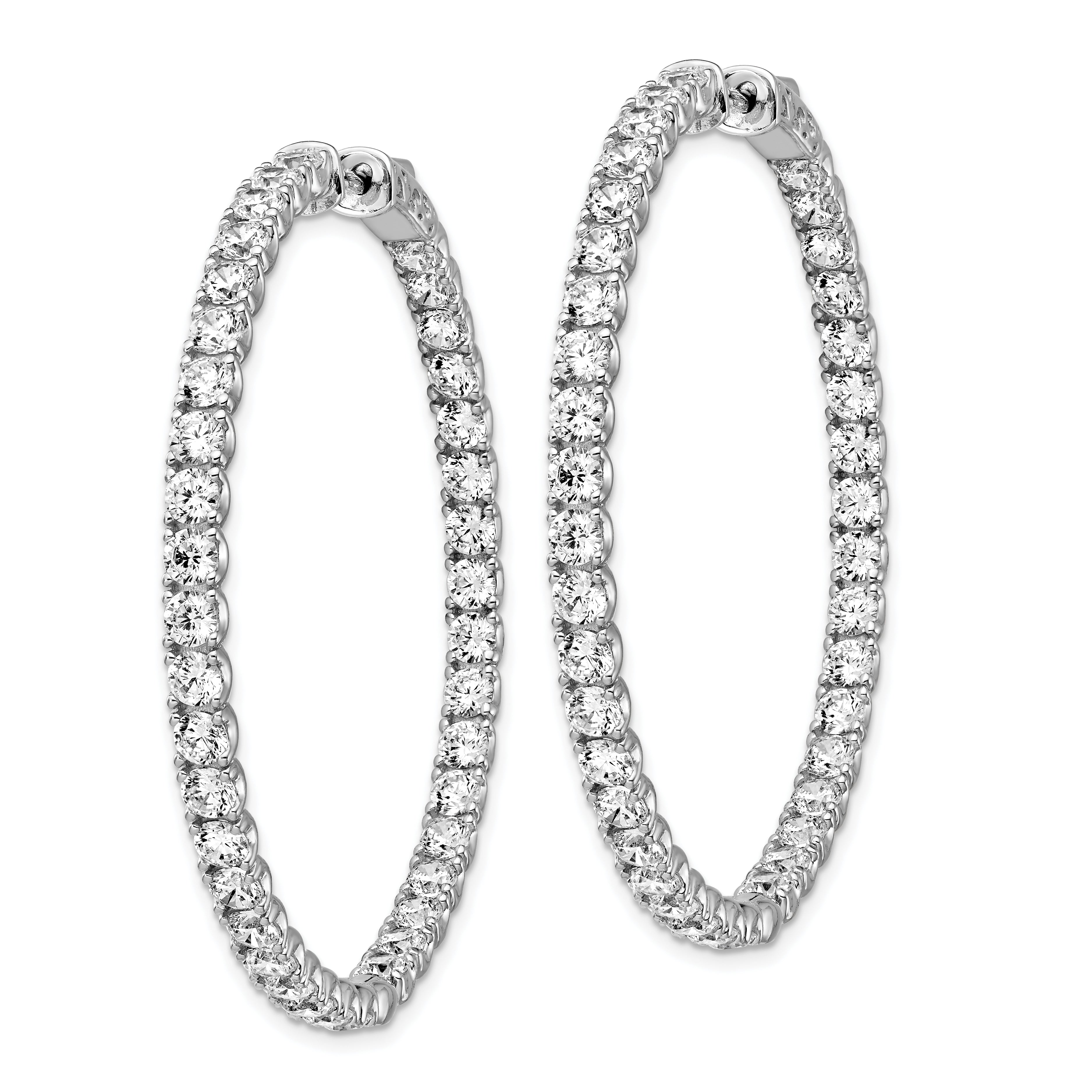 Sterling Shimmer Sterling Silver Rhodium-plated 78 Stone 3.0mm CZ In and Out Round Hinged Hoop Earrings