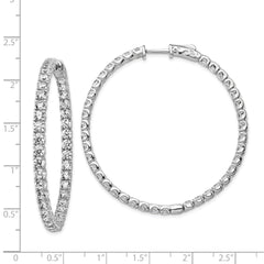 Sterling Shimmer Sterling Silver Rhodium-plated 78 Stone 3.0mm CZ In and Out Round Hinged Hoop Earrings