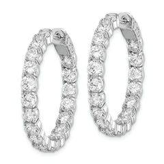 Sterling Shimmer Sterling Silver Rhodium-plated 36 Stone 3.5mm CZ In and Out Round Hinged Hoop Earrings