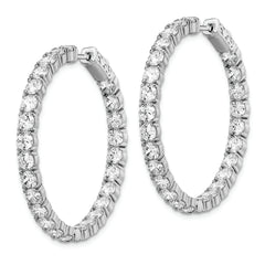 Sterling Shimmer Sterling Silver Rhodium-plated 52 Stone 3.5mm CZ In and Out Round Hinged Hoop Earrings