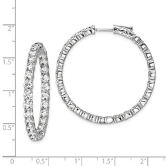 Sterling Shimmer Sterling Silver Rhodium-plated 52 Stone 3.5mm CZ In and Out Round Hinged Hoop Earrings