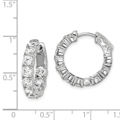 Sterling Shimmer Sterling Silver Rhodium-plated 20 Stone 3.75mm CZ In and Out Round Hinged Hoop Earrings