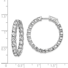 Sterling Shimmer Sterling Silver Rhodium-plated 36 Stone 3.75mm CZ In and Out Round Hinged Hoop Earrings