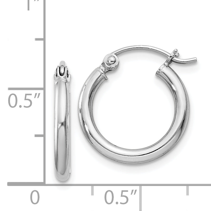 Sterling Silver Rhodium-plated 2mm Round Hoop Earrings