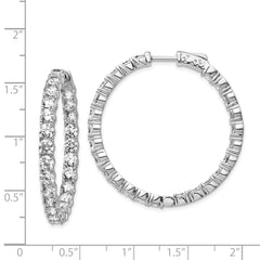 Sterling Shimmer Sterling Silver Rhodium-plated 50 Stone 3.75mm CZ In and Out Round Hinged Hoop Earrings