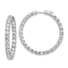 Sterling Shimmer Sterling Silver Rhodium-plated 50 Stone 3.75mm CZ In and Out Round Hinged Hoop Earrings