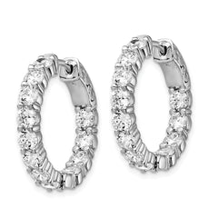 Sterling Shimmer Sterling Silver Rhodium-plated 24 Stone 3.5mm CZ In and Out Round Hinged Hoop Earrings