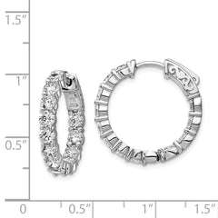 Sterling Shimmer Sterling Silver Rhodium-plated 24 Stone 3.5mm CZ In and Out Round Hinged Hoop Earrings